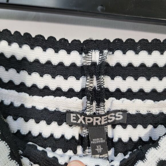 Express Black and White Stripes Skirt Pleated Short Circle Skater Size XS - Picture 3 of 6